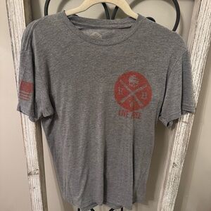 RWB Live Free Heather Gray Graphic T-Shirt Small Patriotic Flag Tee‎